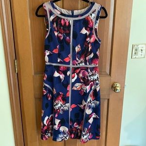 Adrianna Papell Dress Size 8 - Blue, Red, Pink, and Purple Floral Design